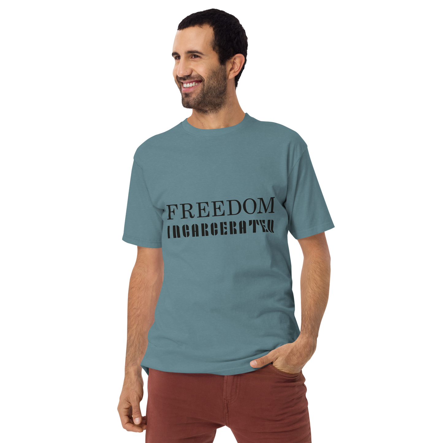 Men’s premium heavyweight tee Freedom Incarcerated