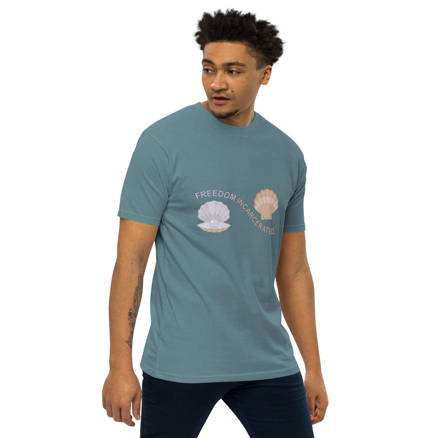 Freedom Incarcerated pearl shell  T Shirt