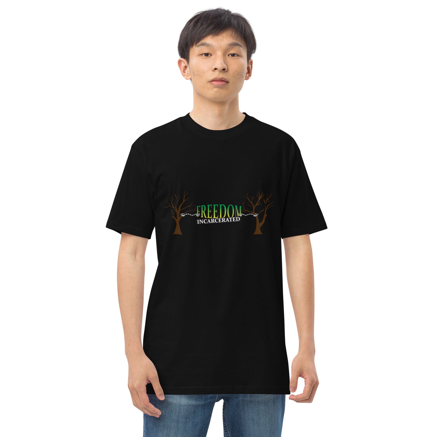 Freedom Incarcerated Tree and Cuffs t shirt