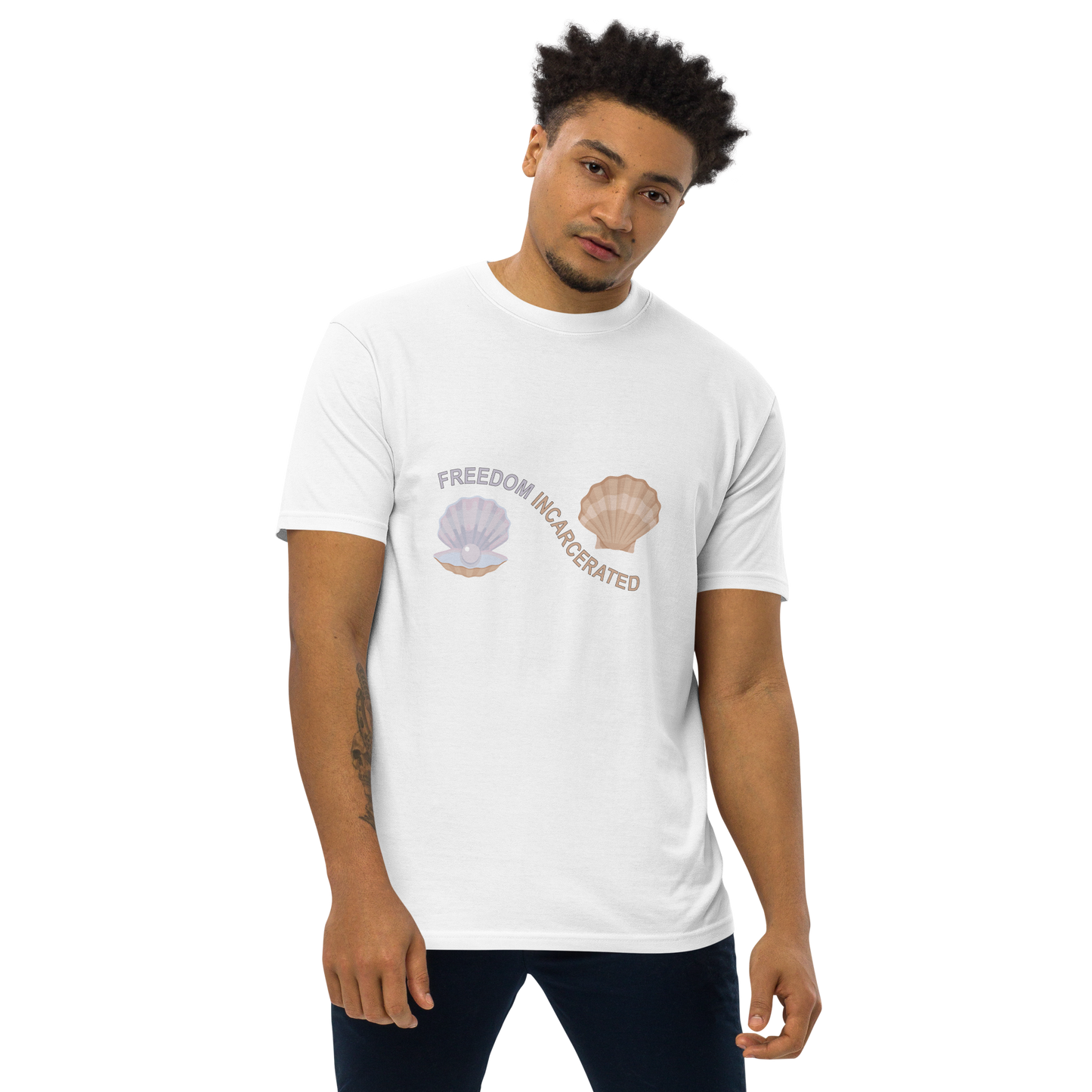 Freedom Incarcerated pearl shell  T Shirt