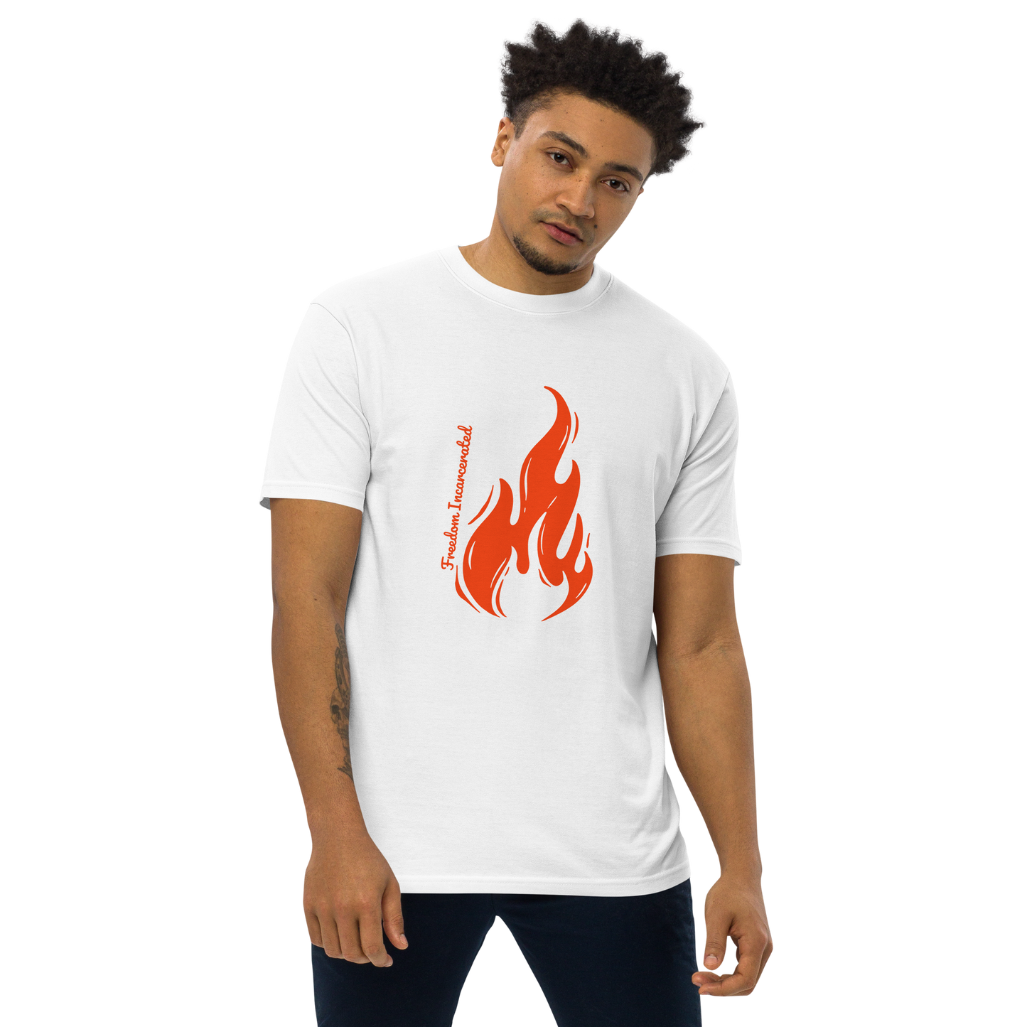 Men’s premium heavyweight tee Freedom Incarcerated fire